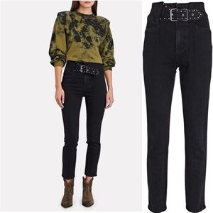 GRLFRND Alivia Black Belted High Waist Skinny Jeans Revolve Size 26